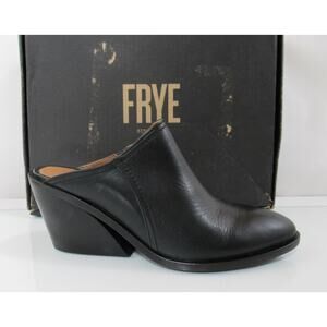 Women's Shoes Frye Serena Mule Slide Leather Inverted Wedge Heels Black Size 9